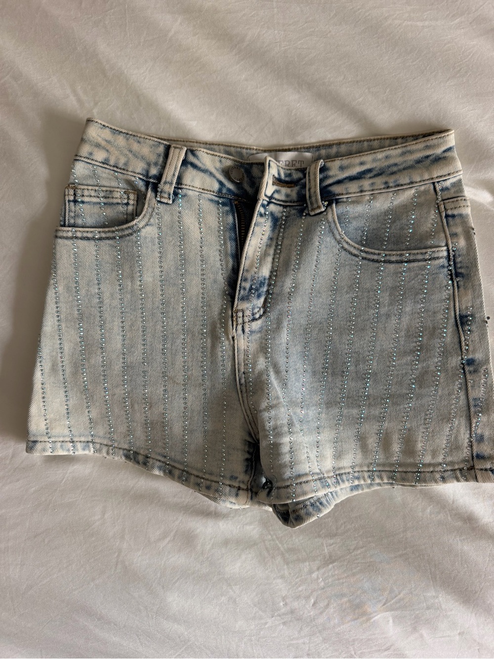 Women's Festival Light Blue Studded Denim Shorts